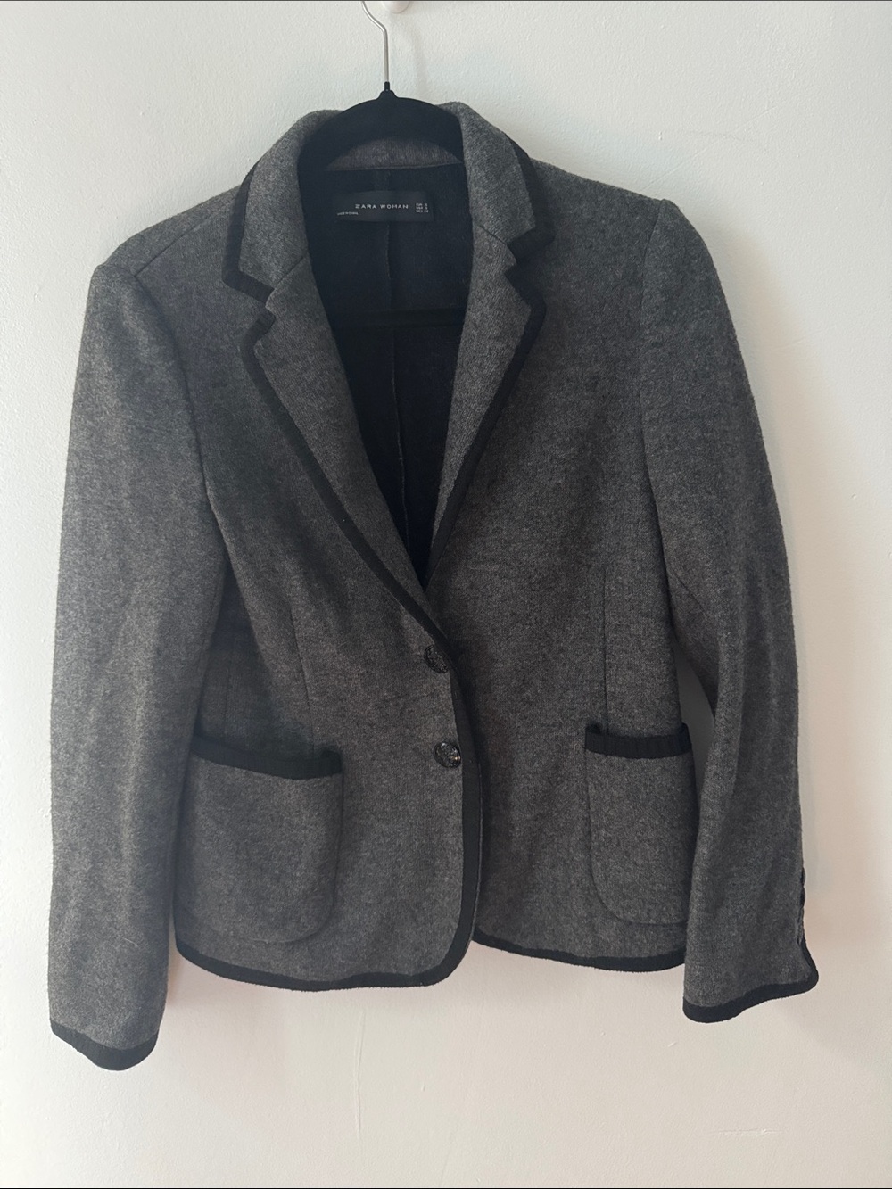 Zara Gray Blazer with Black Trim